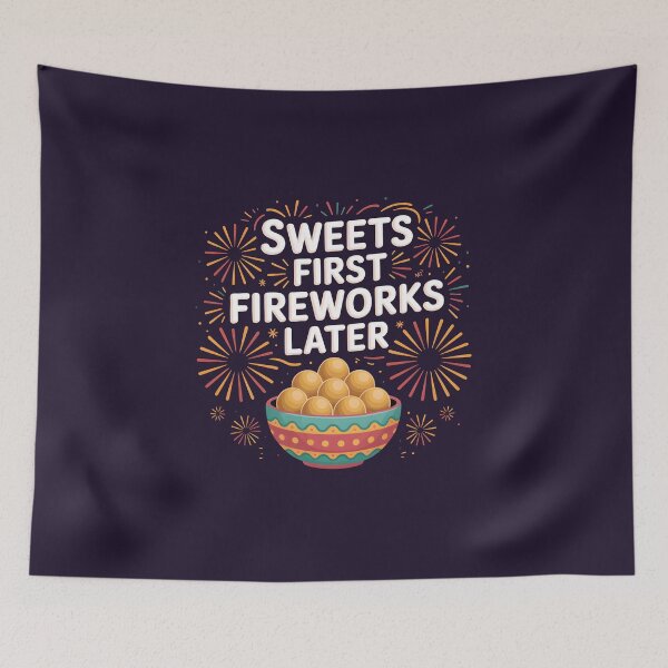 Item preview, Sweets First Fireworks Later – Fun Diwali Festival Design designed and sold by Jollys-ArtShop.