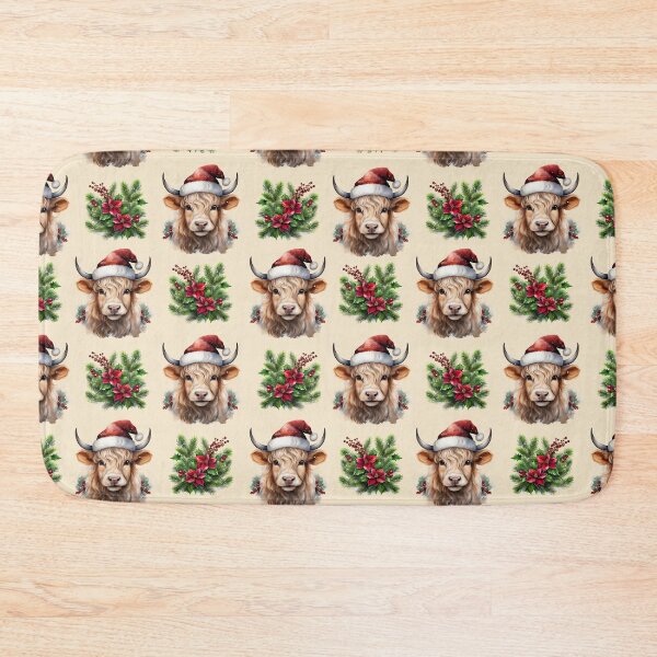 Item preview, Santa Cow Parade – Funny Christmas Pattern with Festive Branches designed and sold by Clara Fruggeri.