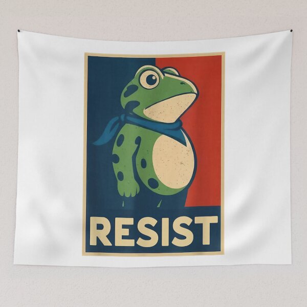 Item preview, Resist - Political Propaganda Poster Parody Frog Meme designed and sold by Phil Ben.