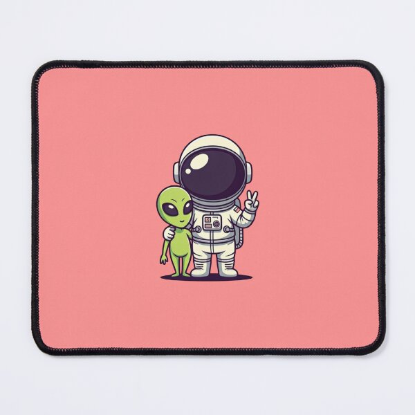 Item preview, Cute Astronaut and Alien Friends – Kawaii Cartoon Illustration on Pink Background designed and sold by PixelVibe782.