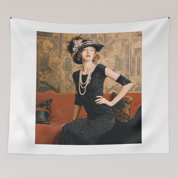 Item preview, Gatsby Glamour: Vintage Elegance in Black and Pearls designed and sold by ForeverPrintsOK.