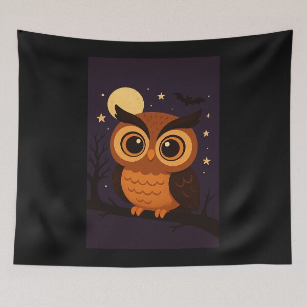 Item preview, Cute Big-Eyed Owl Halloween Illustration for Halloween Lovers designed and sold by PsyFlow35.