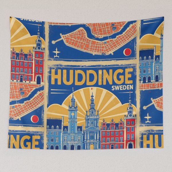 Item preview, Huddinge Sweden 1950s Vintage Travel Tourism designed and sold by TravelersGems.