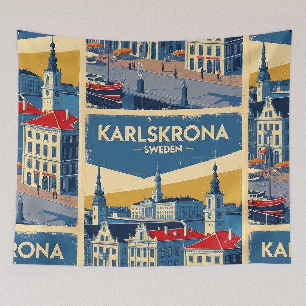 Item preview, Karlskrona Sweden 1950s Vintage Travel Tourism designed and sold by TravelersGems.