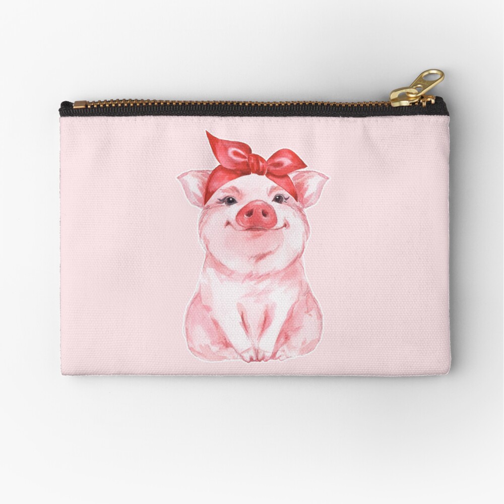 Piggy in red Zipper Pouch