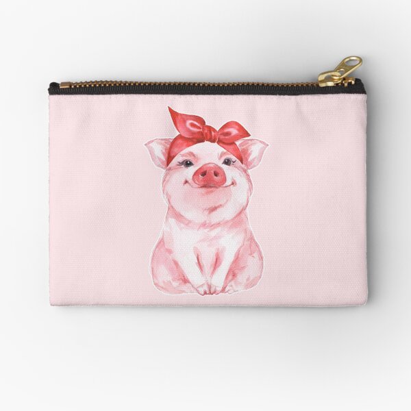 Piggy in red Zipper Pouch