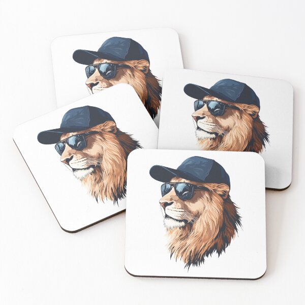 Item preview, Cool red-haired lion with brown mane in dark glasses and stylish youth cap designed and sold by Encreable.