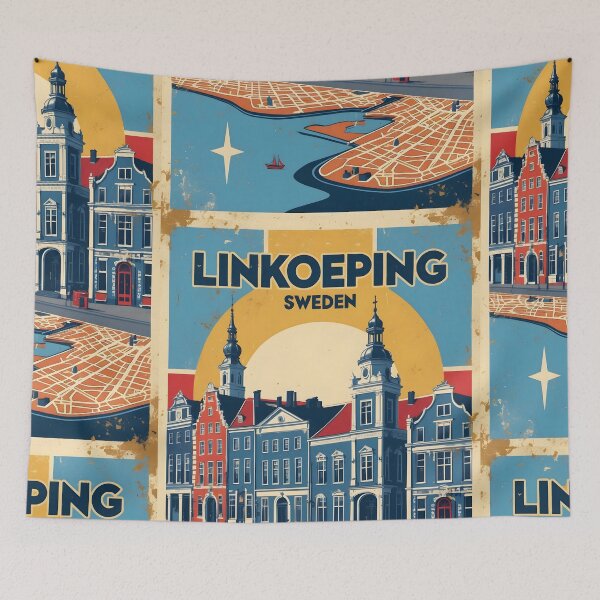 Item preview, Linkoeping Sweden 1950s Vintage Travel Tourism designed and sold by TravelersGems.
