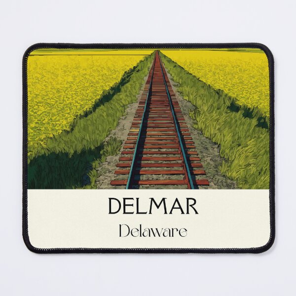 Item preview, Delmar Delaware Railroad | Yellow Flower Field Art Print designed and sold by TuncGK.