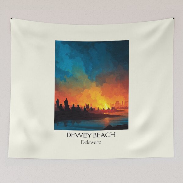 Item preview, Dewey Beach Delaware Sunset | Fiery Sky Seascape Art Print designed and sold by TuncGK.