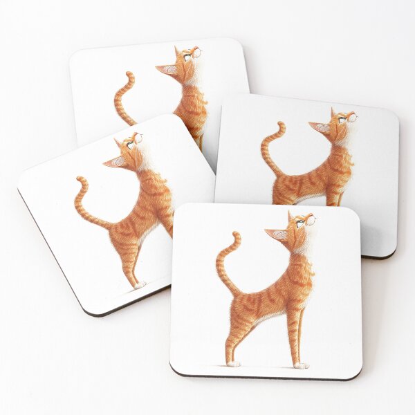 Item preview, Cheerful orange red-haired cat with funny white details looking up brightly designed and sold by Encreable.