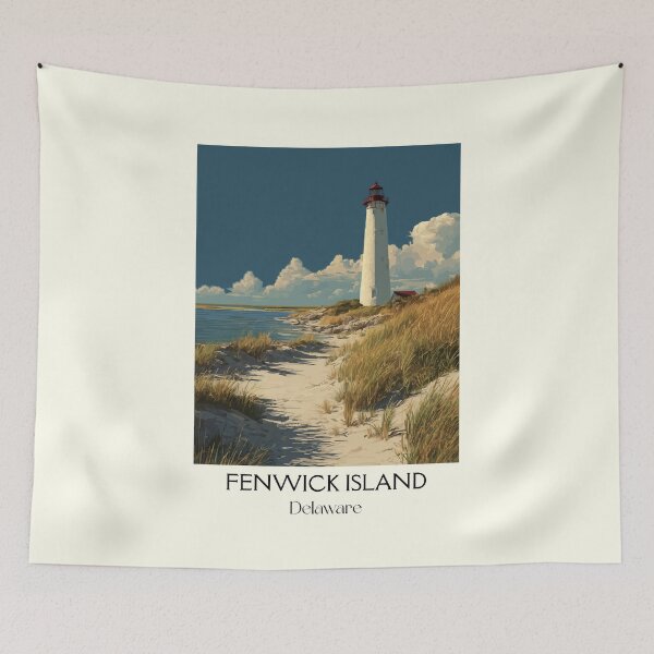 Item preview, Fenwick Island Delaware Lighthouse | Coastal Art Print designed and sold by TuncGK.