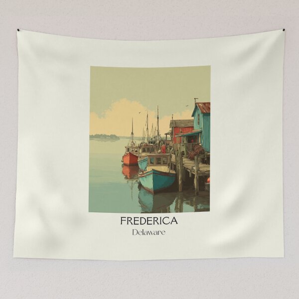 Item preview, Frederica Delaware Harbor | Historic Fishing Village Art Print designed and sold by TuncGK.