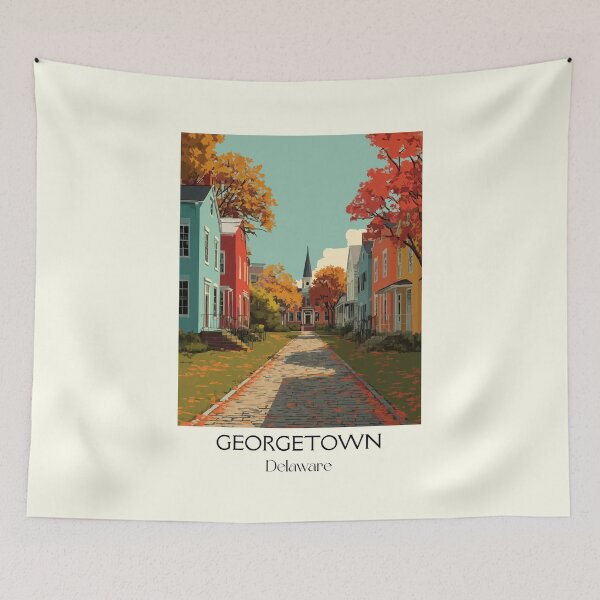 Item preview, Georgetown Delaware Town Square | Autumn Scene Art Print designed and sold by TuncGK.