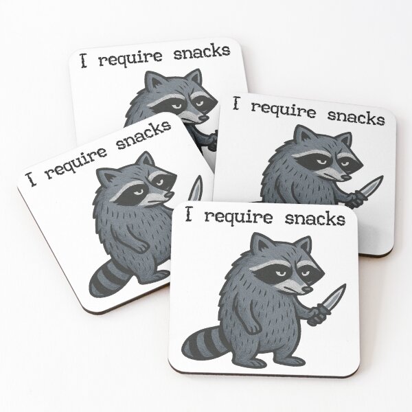 Item preview, I Require Snacks Feral Raccoon Funny Unhinged Cozy Season Meme Shirt for Snack Lovers designed and sold by LessIsLoud.