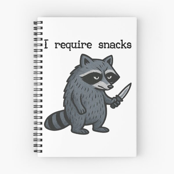 Item preview, I Require Snacks Feral Raccoon Funny Unhinged Cozy Season Meme Shirt for Snack Lovers designed and sold by LessIsLoud.