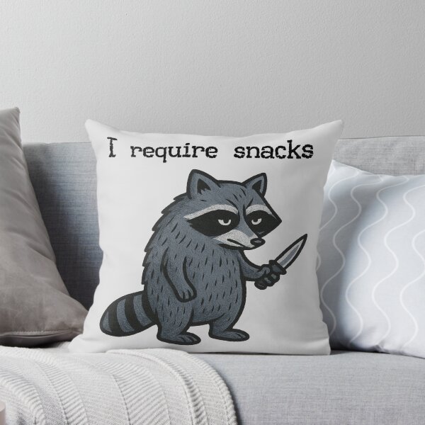 Item preview, I Require Snacks Feral Raccoon Funny Unhinged Cozy Season Meme Shirt for Snack Lovers designed and sold by LessIsLoud.