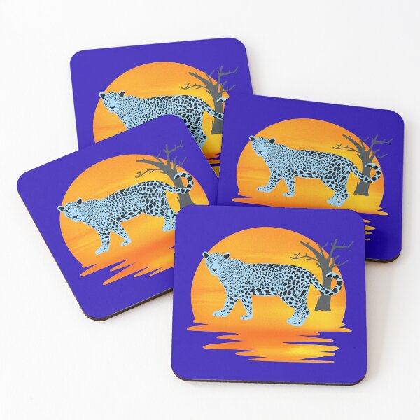 Item preview, Blue Leopard Sunset – Bold Wildlife Art Design designed and sold by TheBeeKindSpace.