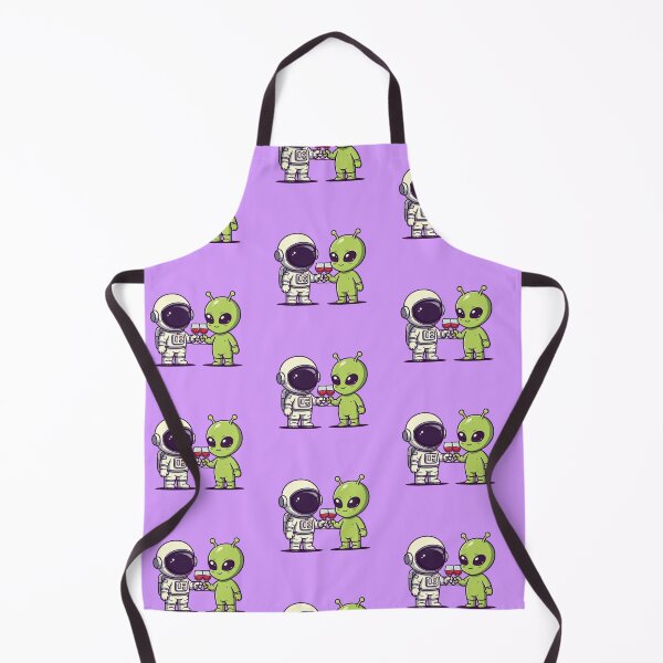 Item preview, Cute Astronaut and Alien Toasting – Kawaii Cartoon Vector Illustration on Lavender Background designed and sold by PixelVibe782.