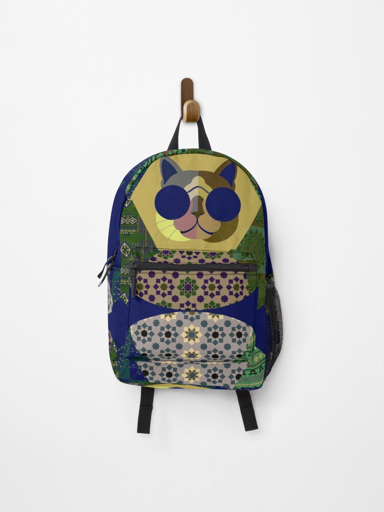 Thumbnail 1 of 3, Backpack, Cat in sunglasses - patchwork23 designed and sold by Design4uStudio.