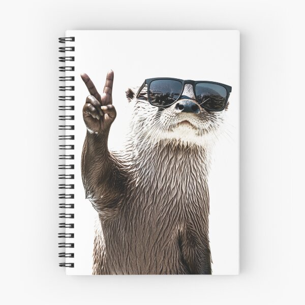 Aperçu de l'œuvre Loutre drôle en noir et blanc avec des mèmes portant des lunettes cool dans un collage blanc créée et vendue par Encreable.