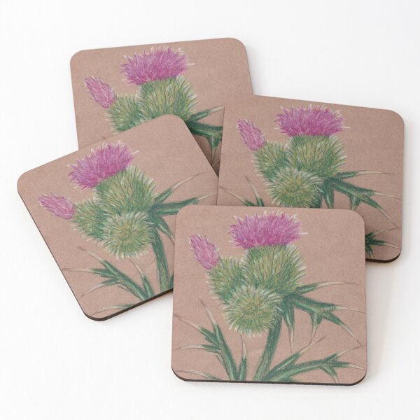 Item preview, Upcycled Colored Pencil Thistle Sketch Drawing designed and sold by A_Guy_With_Art_Supplies.