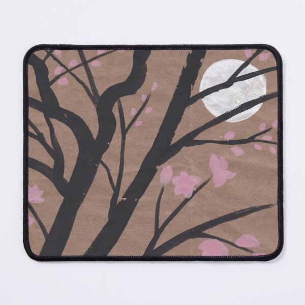 Item preview, Cherry Branches and Blossoms Silhouette Painting on Upcycled Material designed and sold by A_Guy_With_Art_Supplies.