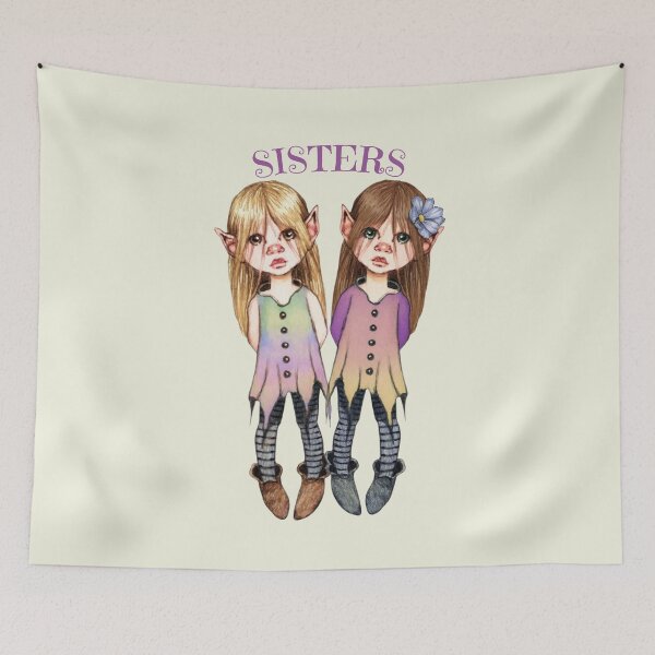 Item preview, Pixie Sisters No. 3, Cute Elfin Girls, Fantasy Art designed and sold by JoyfulWhimsy.
