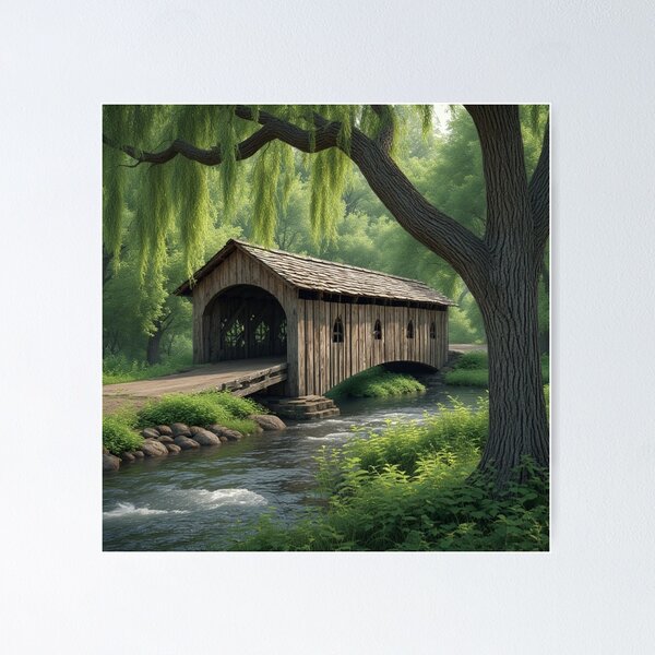 Artikelvorschau, Lebendige überdachte Brücke Wald Bach fließendes Wasser Landschaft entworfen und verkauft von Eden Underground Radio (Official Merch).