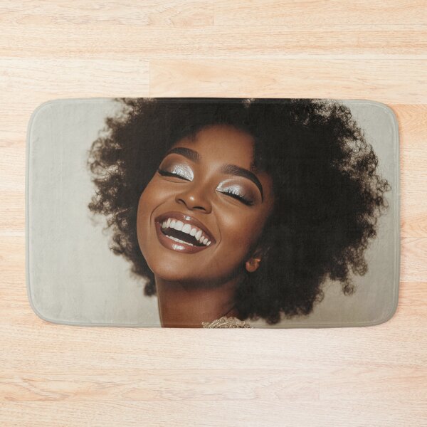 Item preview, Joyful woman with curly hair smiling designed and sold by anytka.