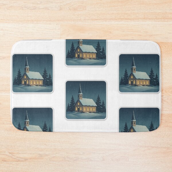 Item preview, Christmas church at night surrounded by snowy landscape, isolated on transparent background, AI Generated designed and sold by dvoevnore.