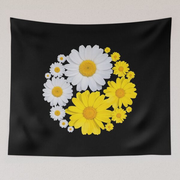 Item preview, Yin and Yang White Yellow Daisy Flowers Shapes Mania designed and sold by Shapes-Mania.