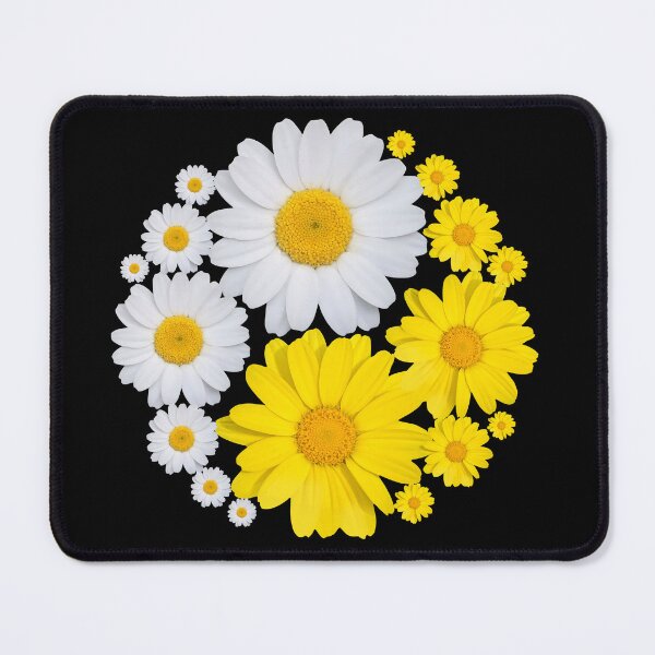 Item preview, Yin and Yang White Yellow Daisy Flowers Shapes Mania designed and sold by Shapes-Mania.