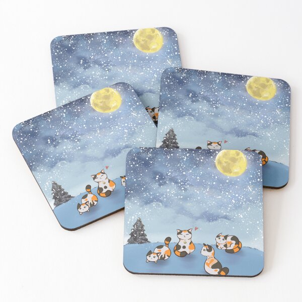 Item preview, Calico Cat Under Snow Illustration - Christmas art print for cat lover designed and sold by nmwn.