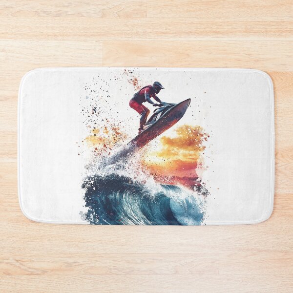 Item preview, Jet ski extreme ride over cool blue sea wave with beach sunset and wild wave designed and sold by Encreable.