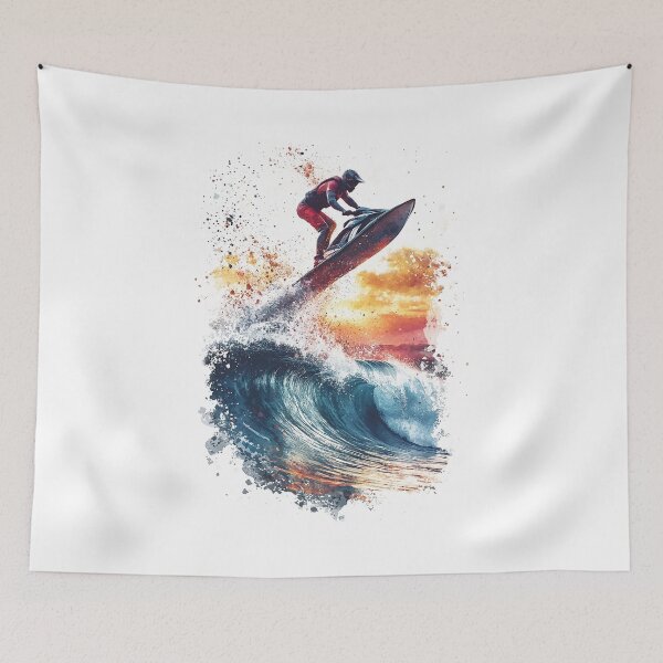 Item preview, Jet ski extreme ride over cool blue sea wave with beach sunset and wild wave designed and sold by Encreable.