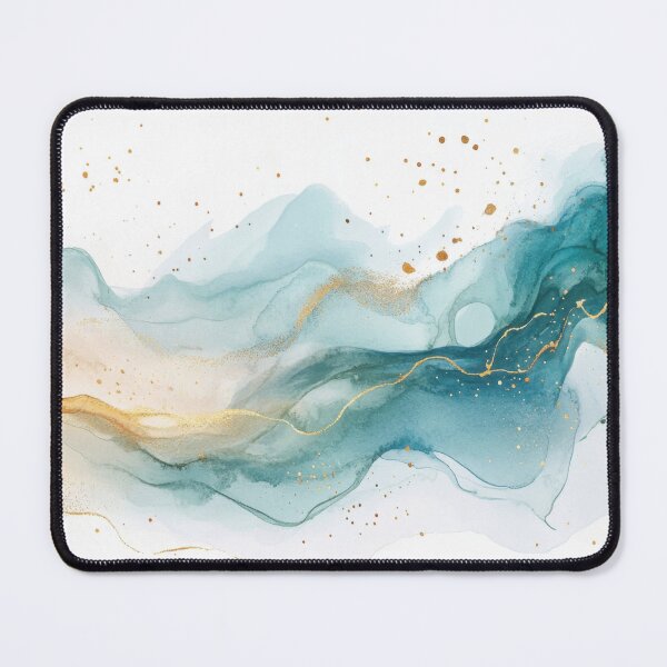 Item preview, Gold-accented watercolor waves designed and sold by anytka.