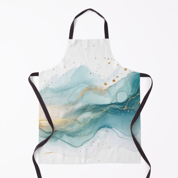 Item preview, Gold-accented watercolor waves designed and sold by anytka.