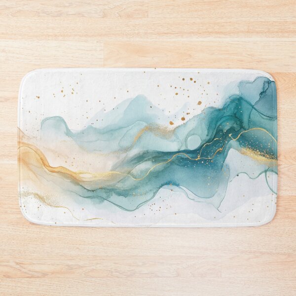 Item preview, Gold-accented watercolor waves designed and sold by anytka.