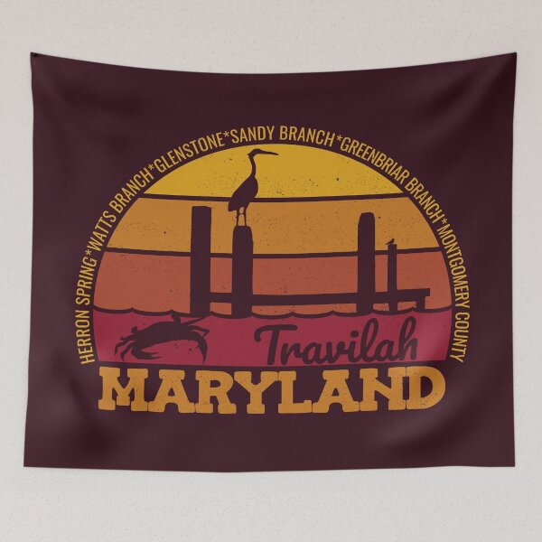 Item preview, Travilah Maryland Sunset Retro Local Pride Logo designed and sold by CRHPOD20.