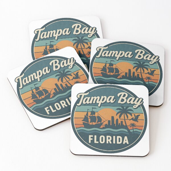 Item preview, Vintage Tampa Bay Florida Sunset Design with Pirate Ship and Palm Tree Skyline designed and sold by WarFX Designs.