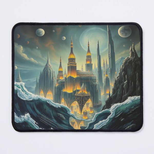Item preview, Epic Oceanside Castle – Between glowing towers, celestial moons & wild ocean dreams designed and sold by FotoworldEdel.