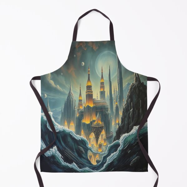 Item preview, Epic Oceanside Castle – Between glowing towers, celestial moons & wild ocean dreams designed and sold by FotoworldEdel.