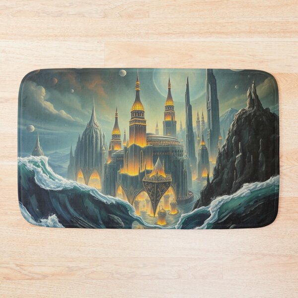 Item preview, Epic Oceanside Castle – Between glowing towers, celestial moons & wild ocean dreams designed and sold by FotoworldEdel.