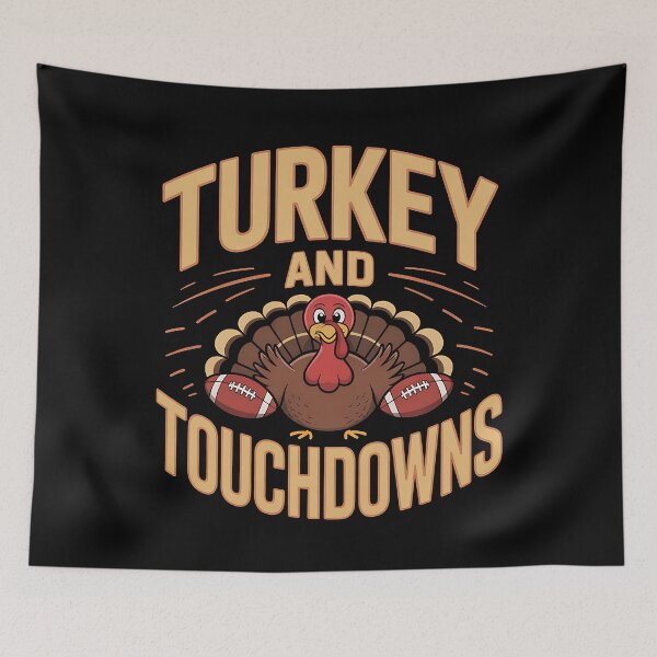 Item preview, Thanksgiving Turkey and Touchdowns Football Fall designed and sold by BakeryDozen.