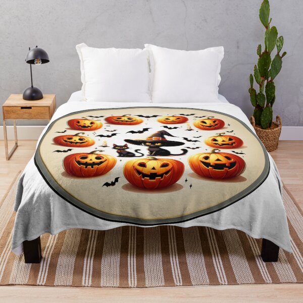Item preview, Black Cats and Pumpkins in Halloween Circle designed and sold by Art-Arcade6.