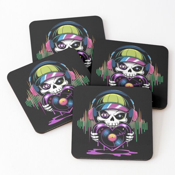 Item preview, DJ Skull with Vinyl Heart designed and sold by WeranovDesign.