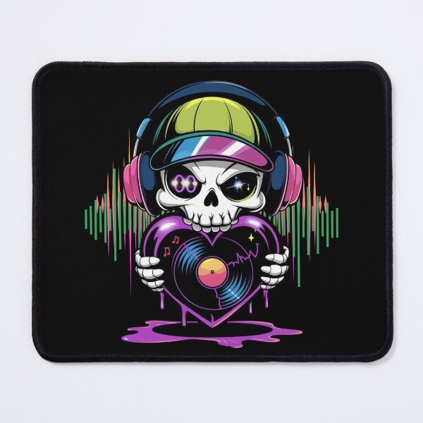 Item preview, DJ Skull with Vinyl Heart designed and sold by WeranovDesign.