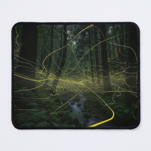 Item preview, Fireflies in the Dark Forest - Long Exposure Light Trails designed and sold by QnaKasArt.