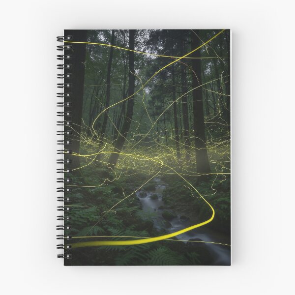 Item preview, Fireflies in the Dark Forest - Long Exposure Light Trails designed and sold by QnaKasArt.